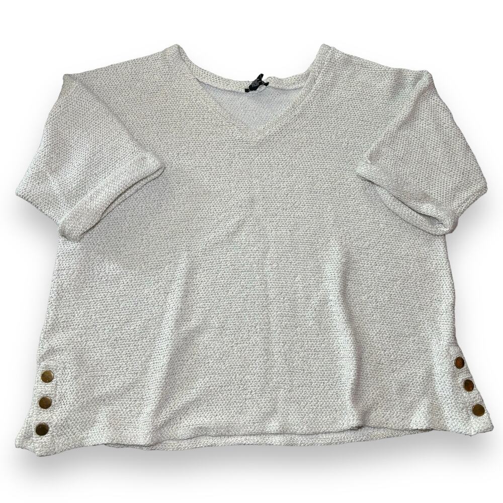 Robert Louis 3/4 Sleeve Boxy Sweater Size 3X Knit Gold Snaps Plus Size